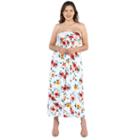 24seven Comfort Apparel Lindsey Strapless White Floral Empire Waist Maxi Dre