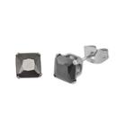Black Cubic Zirconia 6mm Stainless Steel Square Stud Earrings