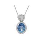 Womens Blue Blue Topaz Sterling Silver Pendant Necklace