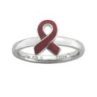 Personally Stackable Sterling Silver Red Enamel Awareness Ribbon Ring