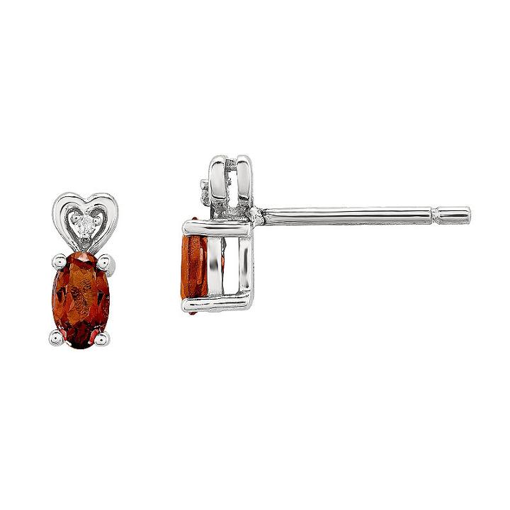 Diamond Accent Genuine Red Garnet 8mm Stud Earrings