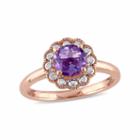 Womens Genuine Amethyst Purple 10k Gold Cocktail Ring