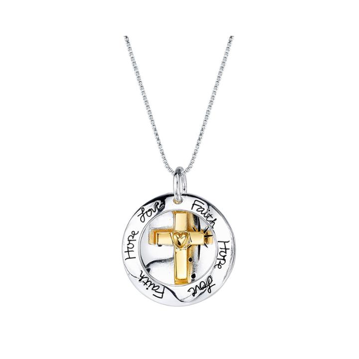 Inspired Moments™ 10k Gold Over Silver Two-tone Cross Pendant Necklace
