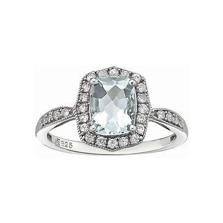 Aquamarine & Lab-created Sapphire Ring
