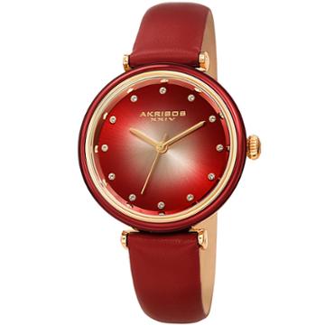 Akribos Xxiv Womens Red Strap Watch-a-1035rd