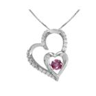 Love In Motion&trade; Lab-created Pink & White Sapphire Double-heart Pendant Necklace