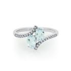 Womens Genuine Blue Aquamarine Sterling Silver Cocktail Ring