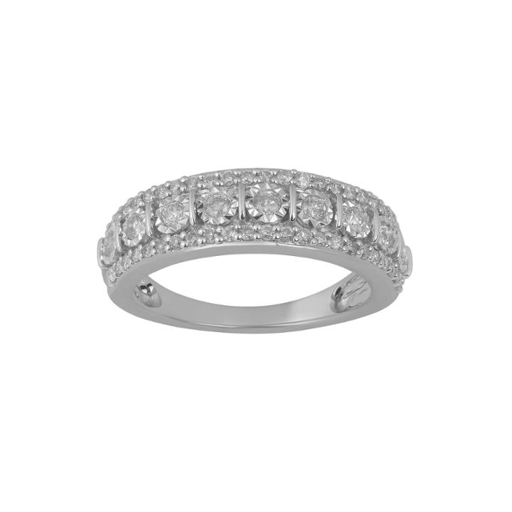 Womens 1/2 Ct. T.w. Diamond Sterling Silver Band