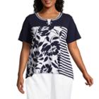 Alfred Dunner America's Cup Spliced Floral Tee- Plus