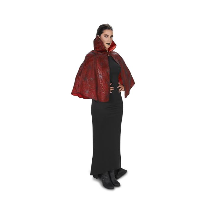 Red Foil Print Spiderweb Adult Cape