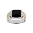 Mens Genuine Onyx 10k Two-tone Gold Ring