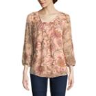 St. John's Bay Long Sleeve Tie Front Blouse - Tall