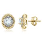 Diamond Accent Oval Blue Aquamarine 14k Gold Over Silver Stud Earrings