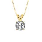 Lab Created Checkerboard Cushion-cut White Sapphire 10k Yellow Gold Pendant