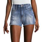 Arizona 2 1/2 Inch High Rise Side Zip Denim Shorts-juniors