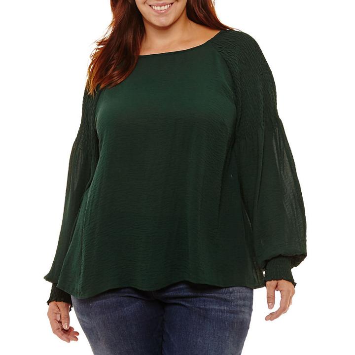 A.n.a Long Sleeve Woven Blouse - Plus