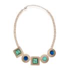 Mixit&trade; Gold Green Blue Square Tonal Necklace