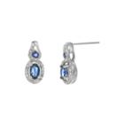 1/7 Ct. T.w. Diamond And Genuine Sapphire 10k White Gold Double-drop Earrings