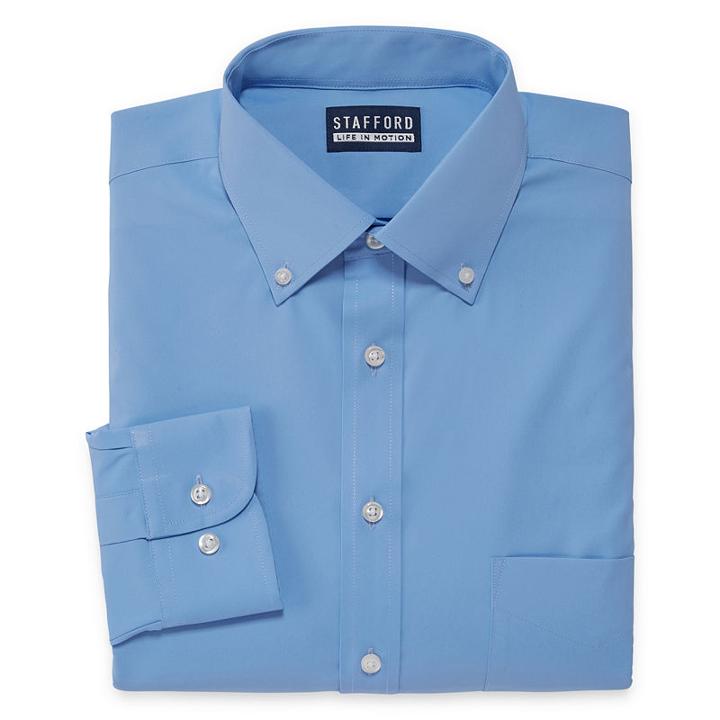 Stafford Poly Span Long Sleeve Woven Dress Shirt