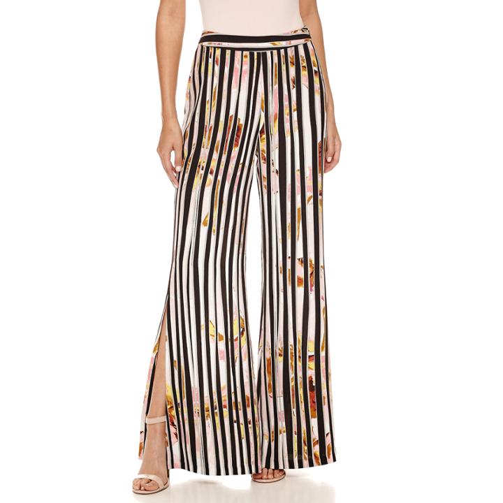 Bisou Bisou Pattern Palazzo Pants With Side Slits