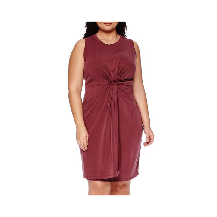 Worthington Sleeveless Tuck Front Crew Neck Dress - Plus