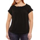 Liz Claiborne Short Sleeve Off The Shoulder Top-plus