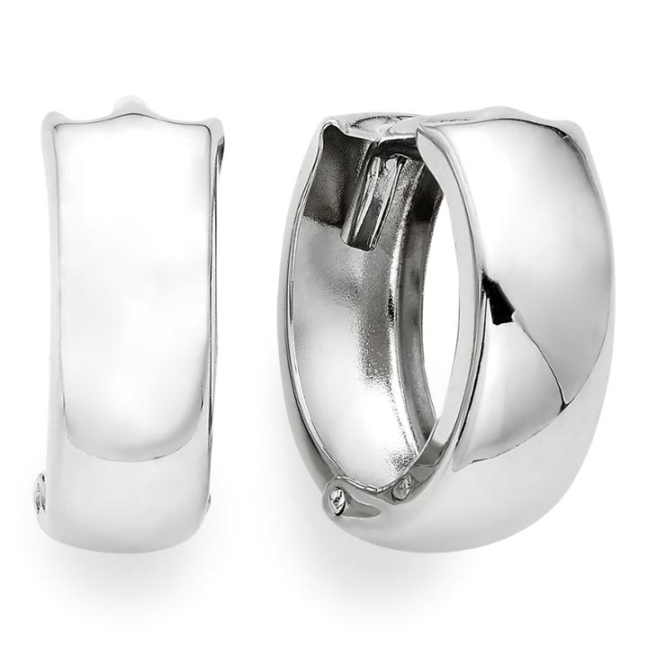 14k White Gold 12.5mm Hinged Hoop Earrings
