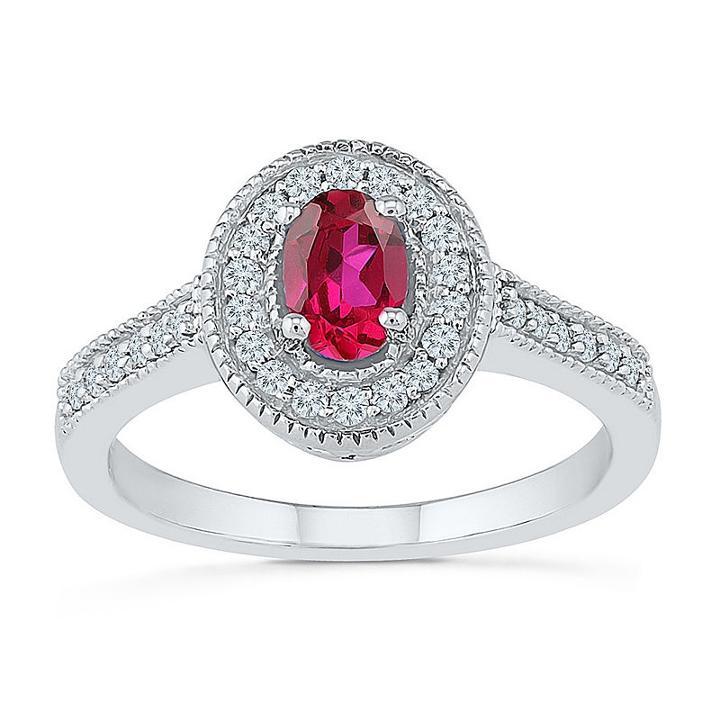 Womens 1/5 Ct. T.w. Red Ruby Sterling Silver Cocktail Ring