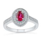 Womens 1/5 Ct. T.w. Red Ruby Sterling Silver Cocktail Ring