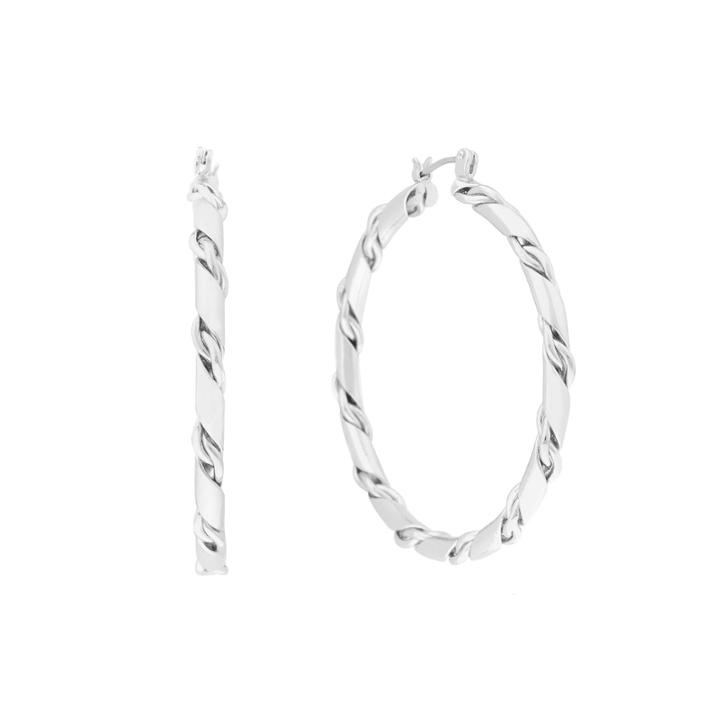 Liz Claiborne Silver-tone Twist Chain Hoop Earrings