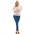 White Mark 'harriet' Embroidered Peasant Top - Plus