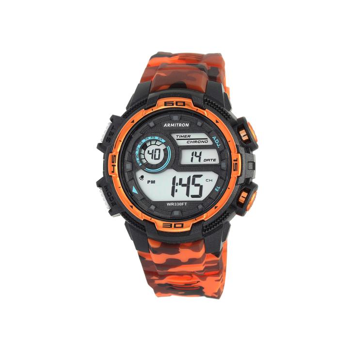 Armitron Men's Orange Camo Digital Strap Watch