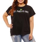 City Streets Short Sleeve St. Party's Day Graphic T-shirt- Juniors Plus