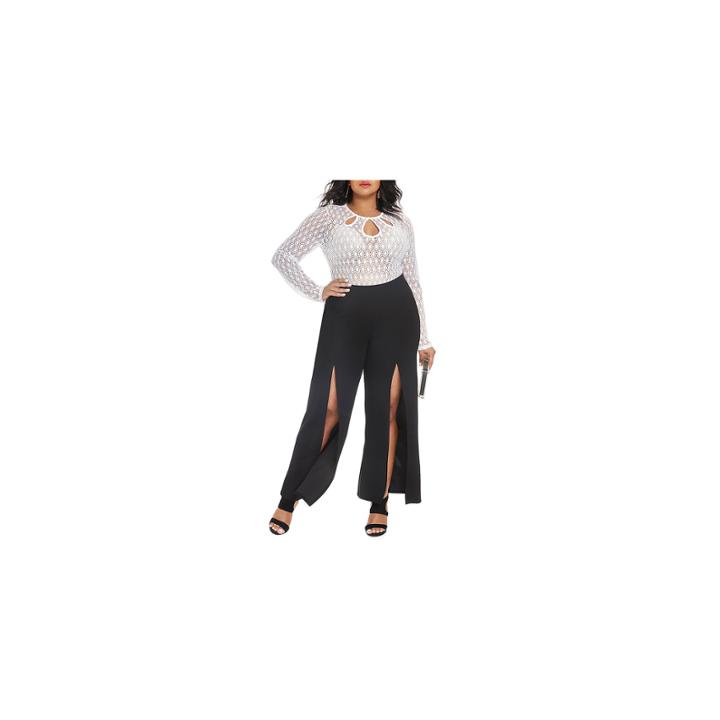 Fashion To Figure Newport Split Front Palazzo Pants-plus