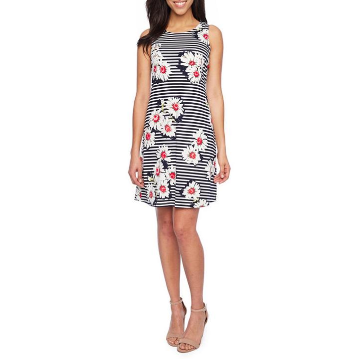 Ronni Nicole Sleeveless Stripe Floral A-line Dress