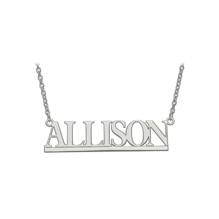 Personalized Sterling Silver 46x12mm Bamberg Font Name Necklace