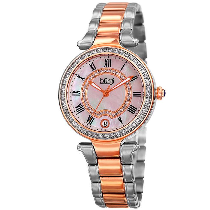 Burgi Womens Two Tone Strap Watch-b-165ttr