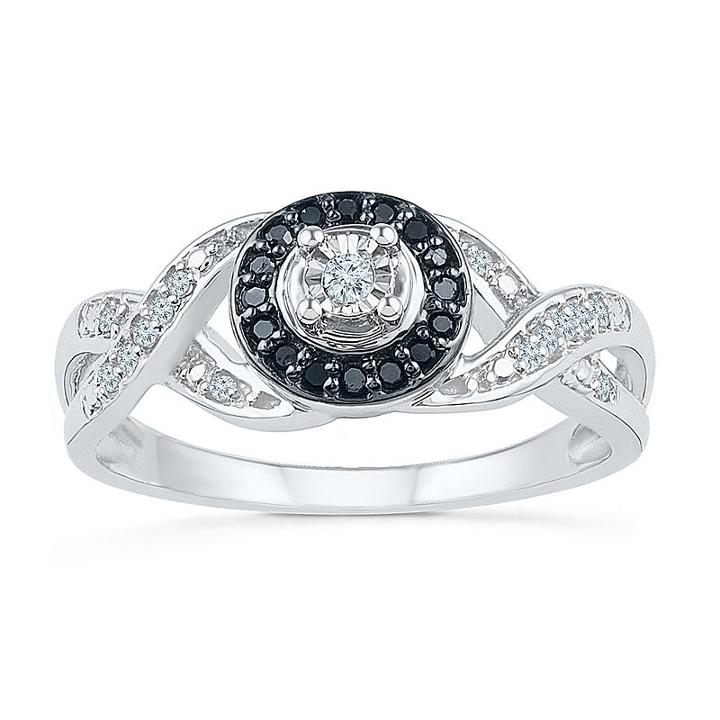 Promise My Love Womens 1/6 Ct. T.w. Genuine Round Multi Color Diamond Sterling Silver Promise Ring