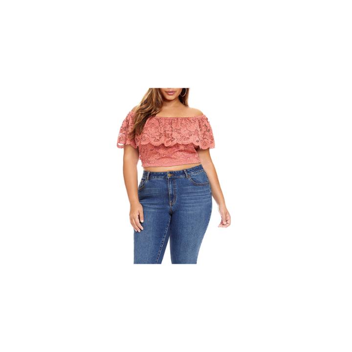 Fashion To Figure Solstice Off Shoulder Lace Crop Top - Plus