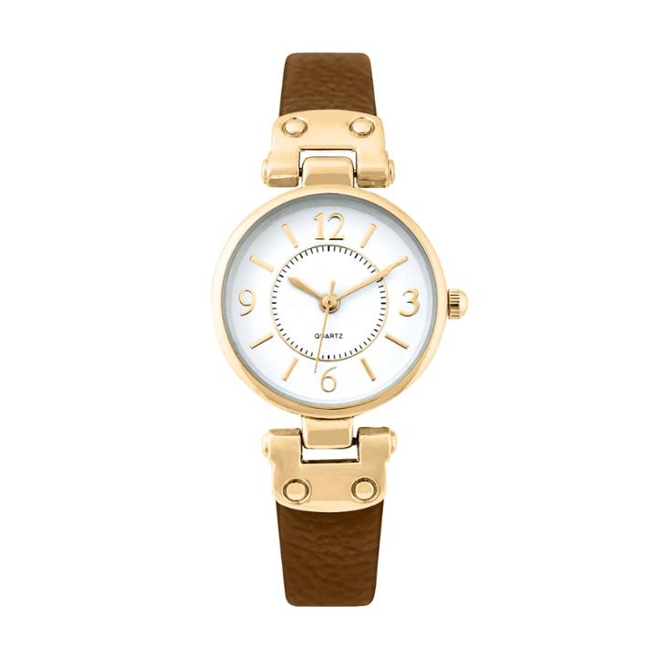 Mixit Womens Brown Strap Watch-pts1064gdbr