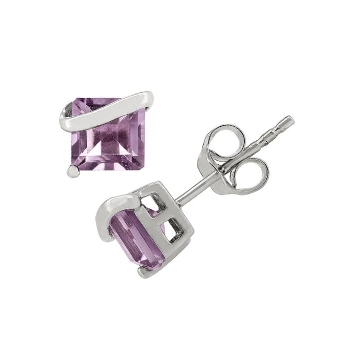 Princess Purple Amethyst Sterling Silver Stud Earrings