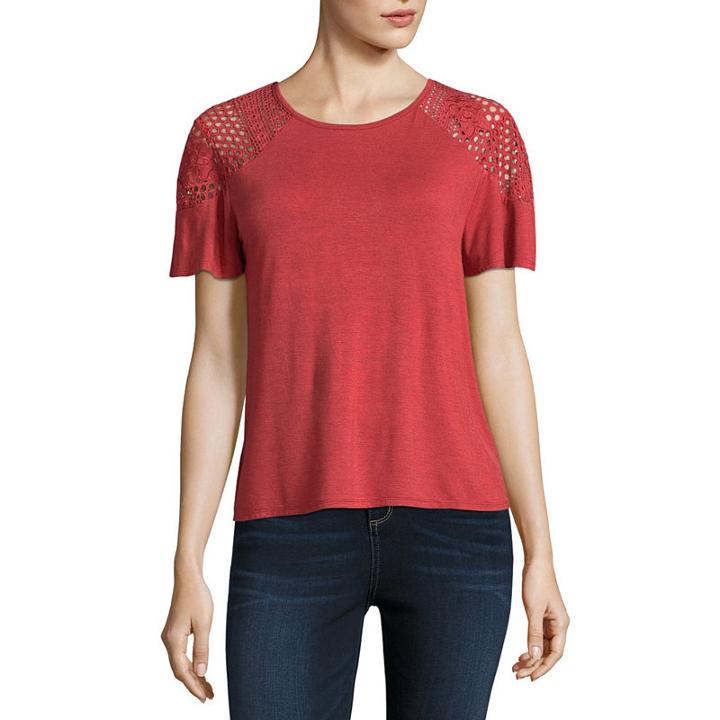Rewind Short Sleeve Crew Neck T-shirt-womens Juniors