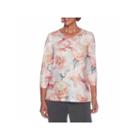 Alfred Dunner Lakeshore Drive 3/4 Sleeve Crew Neck Floral T-shirt-womens