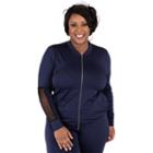 Poetic Justice Solid Color Active Zip Front Track Jacket - Plus