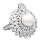 Cultured Freshwater Pearl & Swarovski Cubic Zirconia Sterling Silver Ring
