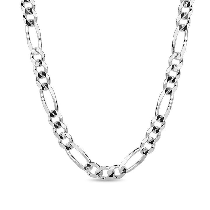 Made In Italy Sterling Silver Solid Figaro 24 Inch Chain Necklace
