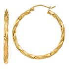 14k Gold 32mm Round Hoop Earrings