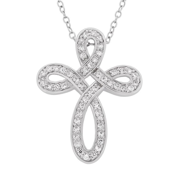 Diamonart Womens 7/8 Ct. T.w. White Cubic Zirconia Sterling Silver Pendant Necklace