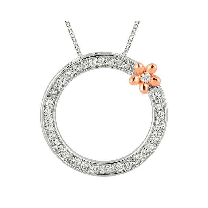 1/4 Ct. T.w. Diamond Circle And Flower Pendant Necklace