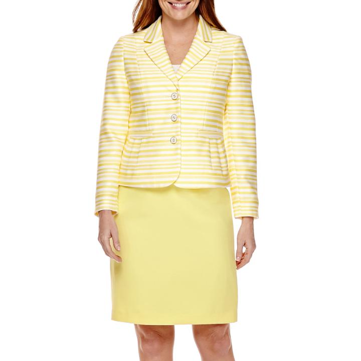 Isabella Long-sleeve Striped Jacket And Solid Skirt Suit Set